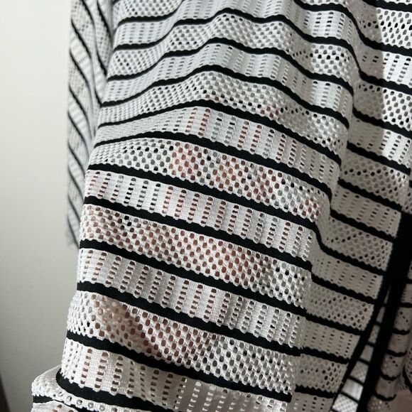 Beach Break White Black Striped Lightweight Hooded Mesh Swim Coverup Size S - Picture 4 of 7